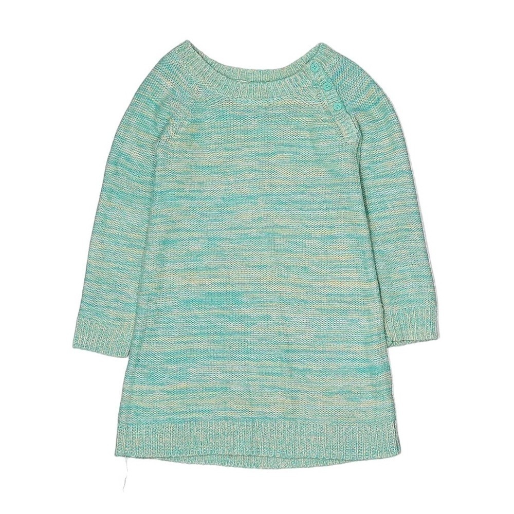 Crazy 8 Girls Size Medium 7-8 Sweater Dress Teal Blue Green Shoulder Buttons